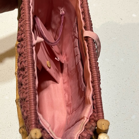 Vintage Dark pink bamboo handle purse light pink insides. Brand: Jamin-purch - Picture 3 of 3